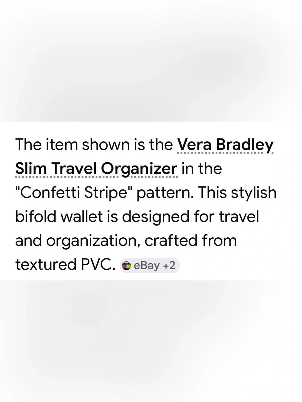 Vera Bradley Confetti Stripe Slim Travel Passport Organizer Bifold Wallet - NWOT